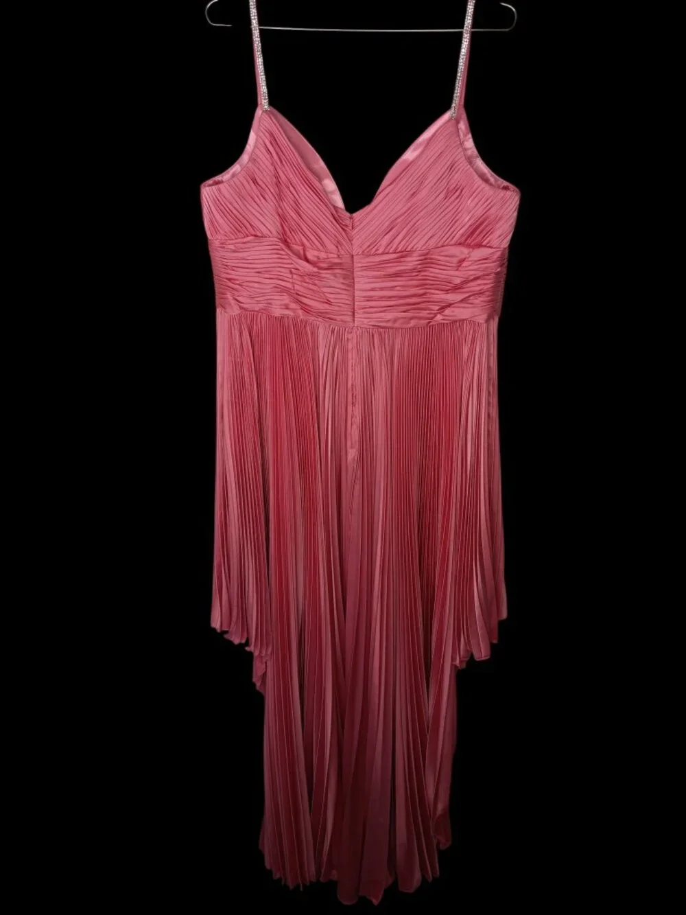 NWT Mac Duggal 77007 Pink High-Low Pleated Dress Size 16W Wedding Guest Party - Picture 9 of 16
